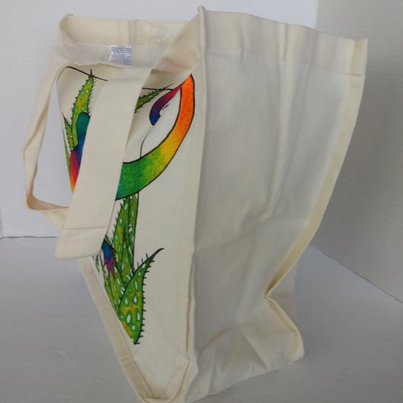 Hand-Painted Rainbow Gecko Tote Bag: Reusable Canvas Shopping Bag 14x13x7 - Picture 16 of 16